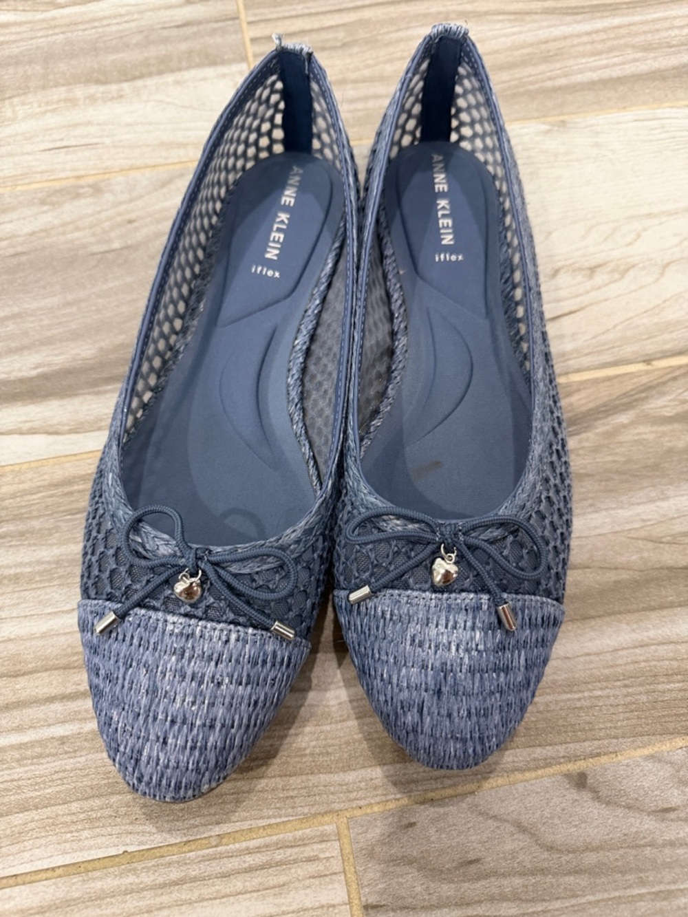 Anne Klein light blue raffia ballet flats
